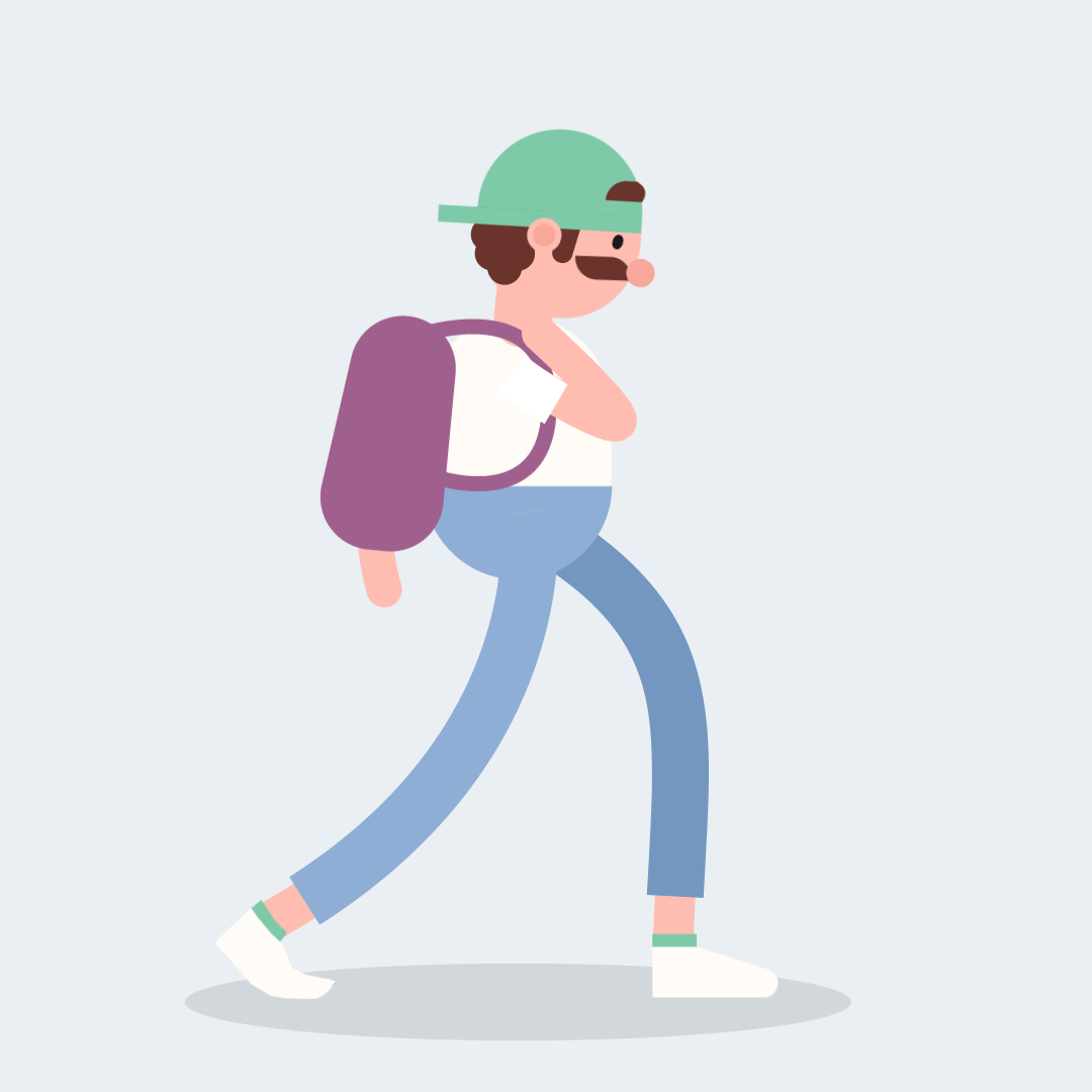 man walking with backpack